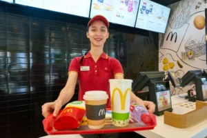 Pracownik fast foodu w Nowym Dworze Gdańskim.